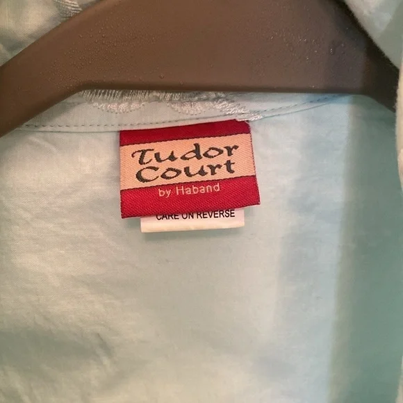 Tudor Court Size L Robins egg blue  shirt long sleeves - Picture 2 of 9